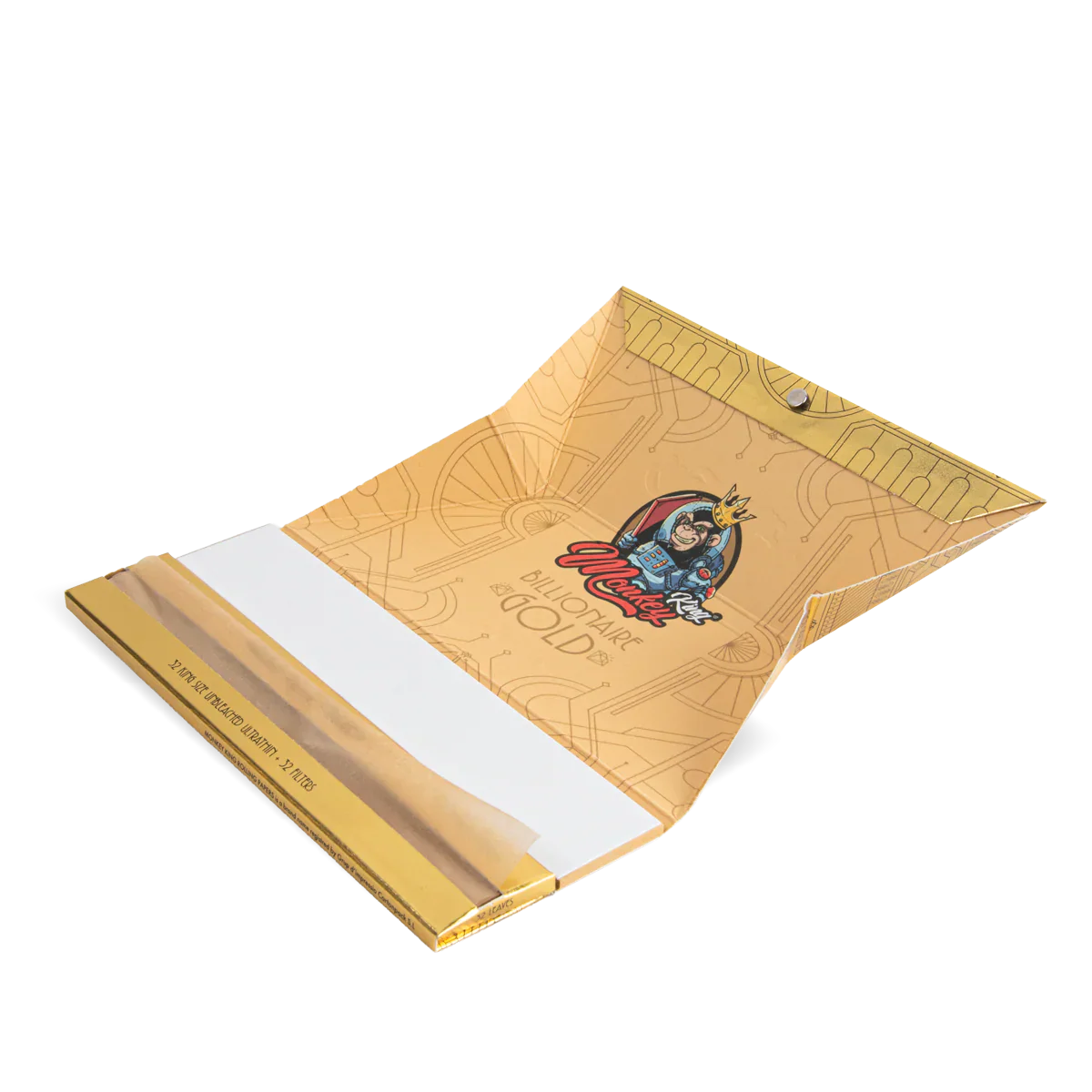 X1 Pack Monkey King Rolling Papers & Tips: Billionaire Gold XL - Extra Long