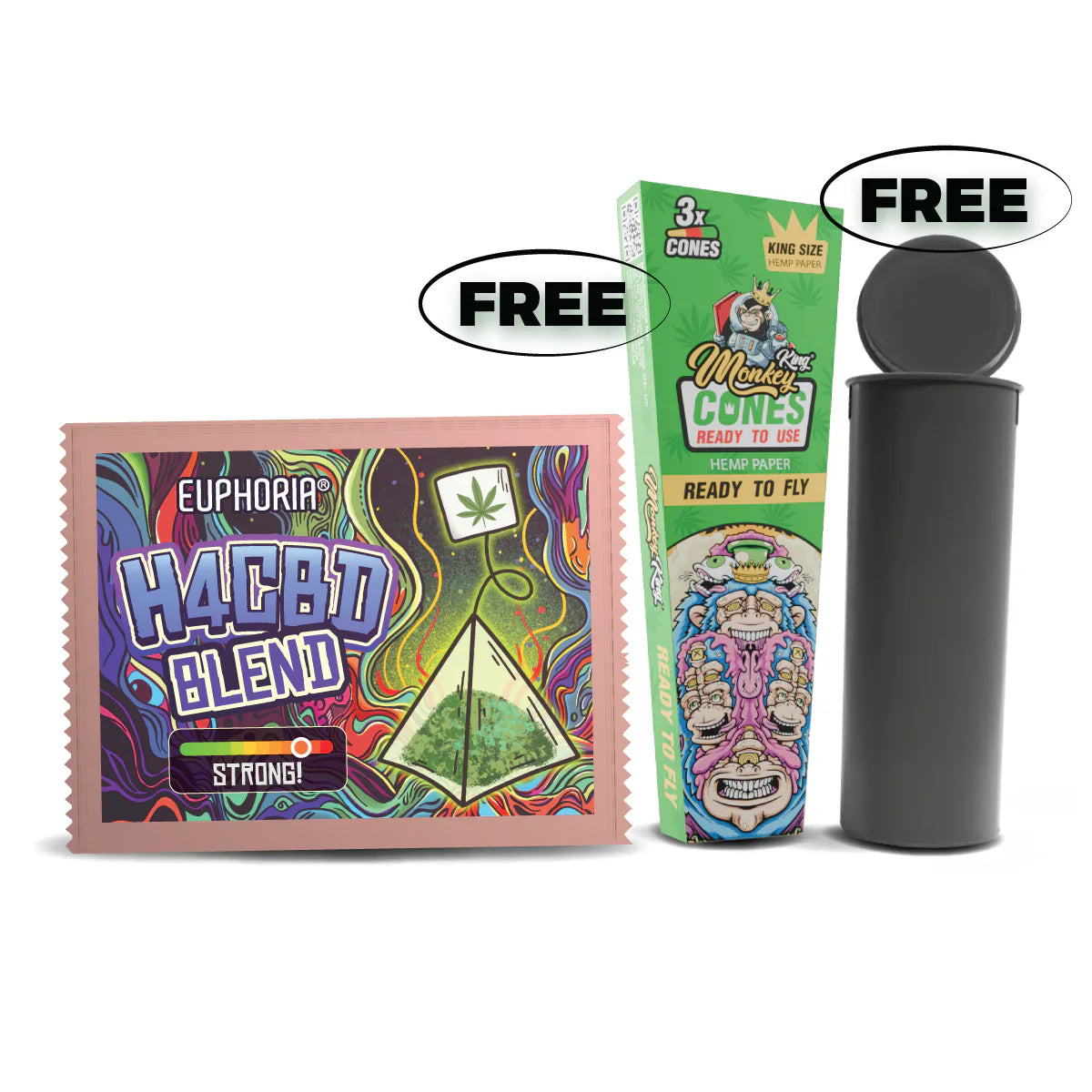 Euphoria - H4CBD Blend (Bundle Includes FREE Stash Pot + Hemp Cones 3 Pack)